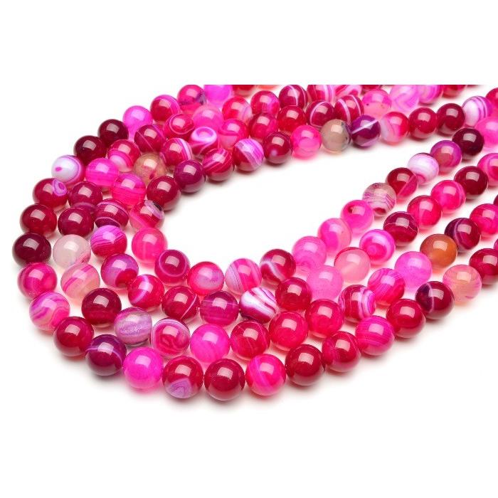 縞瑪瑙 ピンク 10mm 1連（約38cm）_R5114-10 ☆5000円以上ネコポス