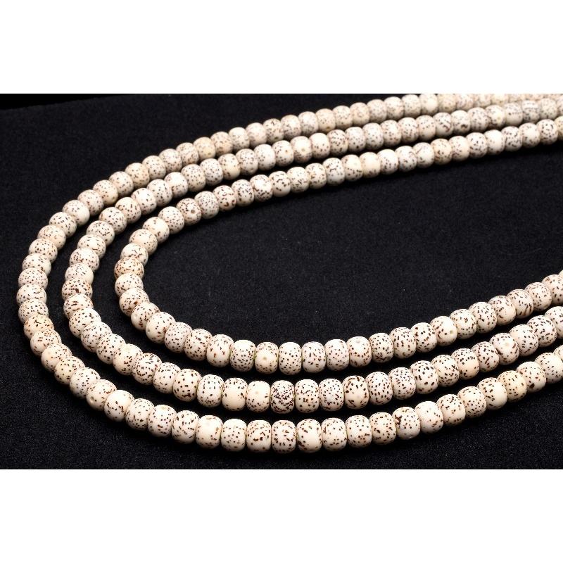 リンデン(菩提樹)の種 6x8mm ウッドビーズ ボタン 1連(約64cm)_R5917