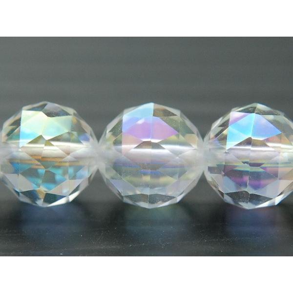 水晶96面トライアングルカットレインボーオーラ 12mm １連（約38cm）_R782-12