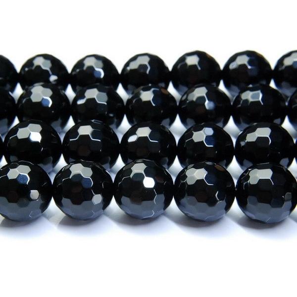 12mm 「128面 オニキス」 1連（約38cm）_R948 ☆5000円以上ネコポス 