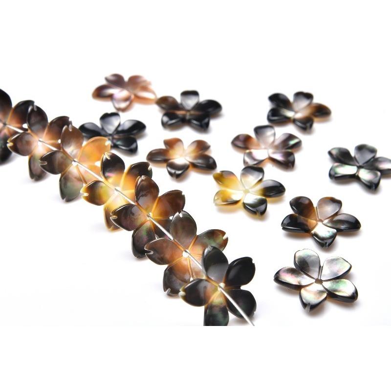 ブラックシェル（黒蝶貝）桜 11x1.5mm 3粒セット 粒売り バラ売り_T465