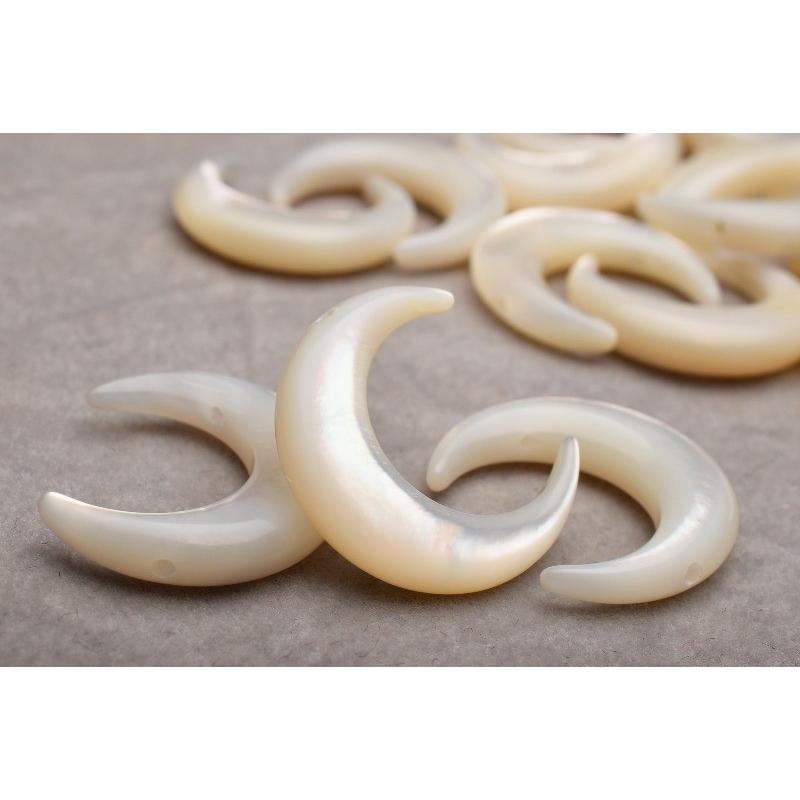 3粒セット】(縦穴)NEW マザーオブパール三日月 18x16mm 粒売り_T578-2 