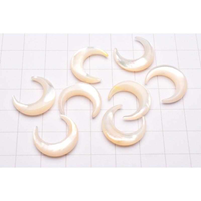3粒セット】(縦穴)NEW マザーオブパール三日月 18x16mm 粒売り_T578-2 