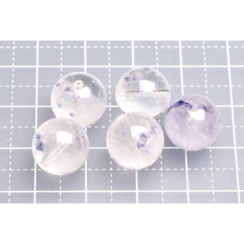 入手困難！ フローライトインクォーツ 11mm 高級 粒売り (貫通穴) ビーズ 1個売り_T641-11の画像