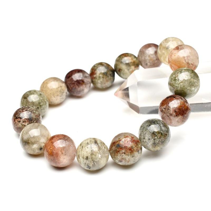 1点物】マルチカラー ガーデンクォーツ 13.5mm ブレスレット _U3314