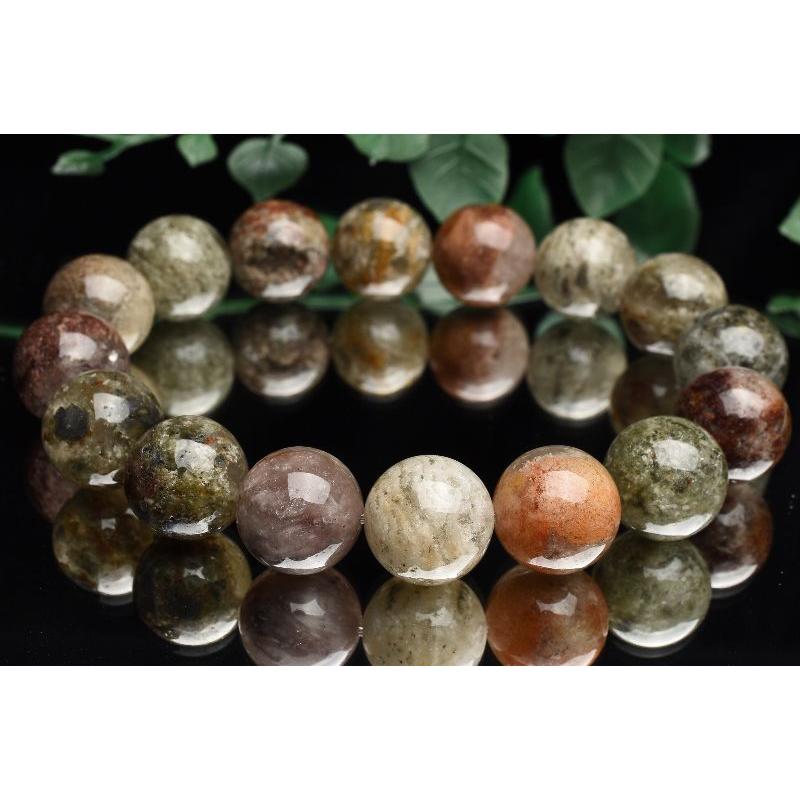 1点物】マルチカラー ガーデンクォーツ 13.5mm ブレスレット _U3314