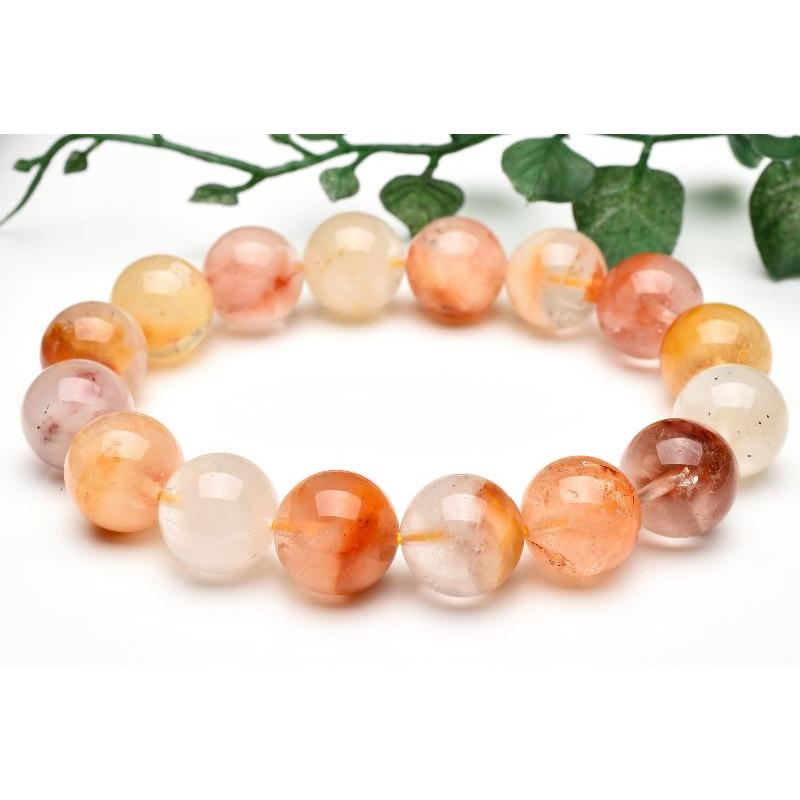 ブラウン オレンジ ブレスレット ラビットヘアールチルクォーツ ルチル 1点物】オレンジ ラビットヘアールチルクォーツ 12.5mm ブレスレット