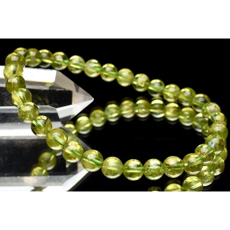 ★(dima おまとめ歓迎！)クリアペリドット 7.5ミリ珠 ブレスレット 1点物】ミャンマー産 ペリドット 5.5mm ブレスレット _U4364