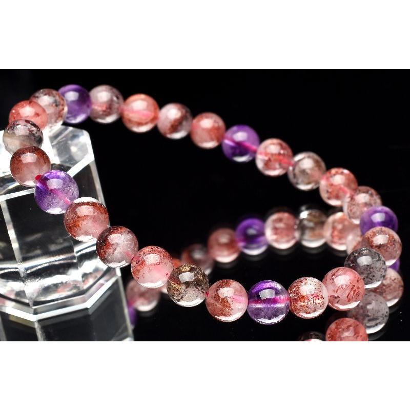 1点物】上質◇マルチカラー スーパーセブン 7mm ブレスレット _U5366