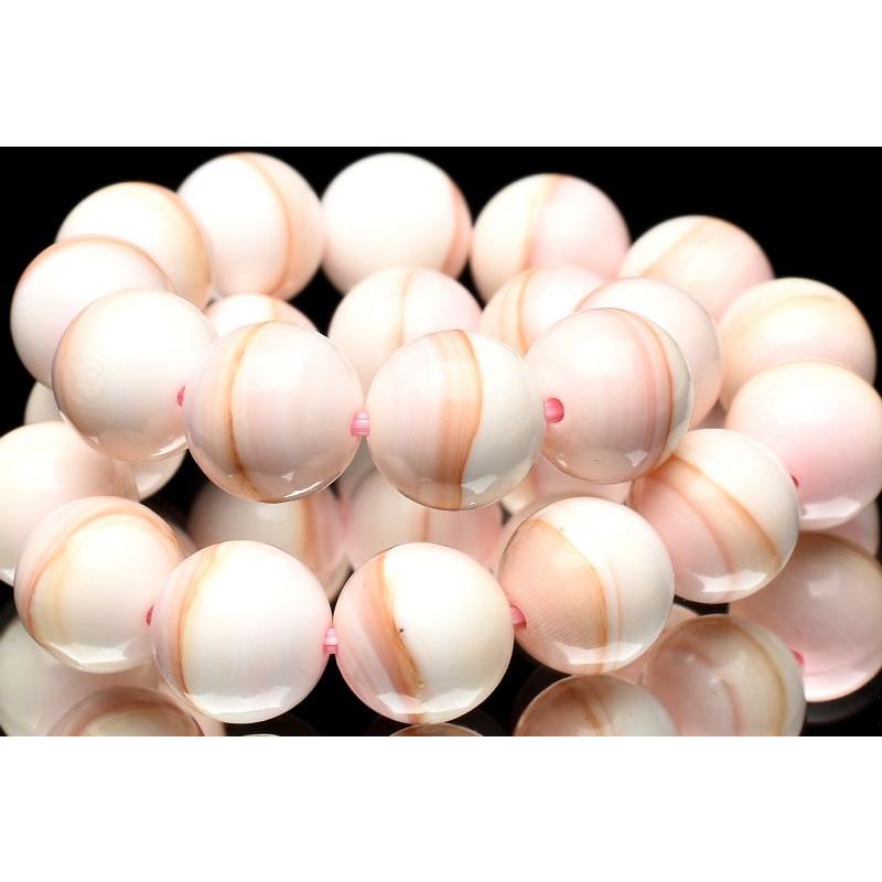 1点物】希少◇美しい縞模様 クイーンコンクシェル 8.5mm ブレスレット