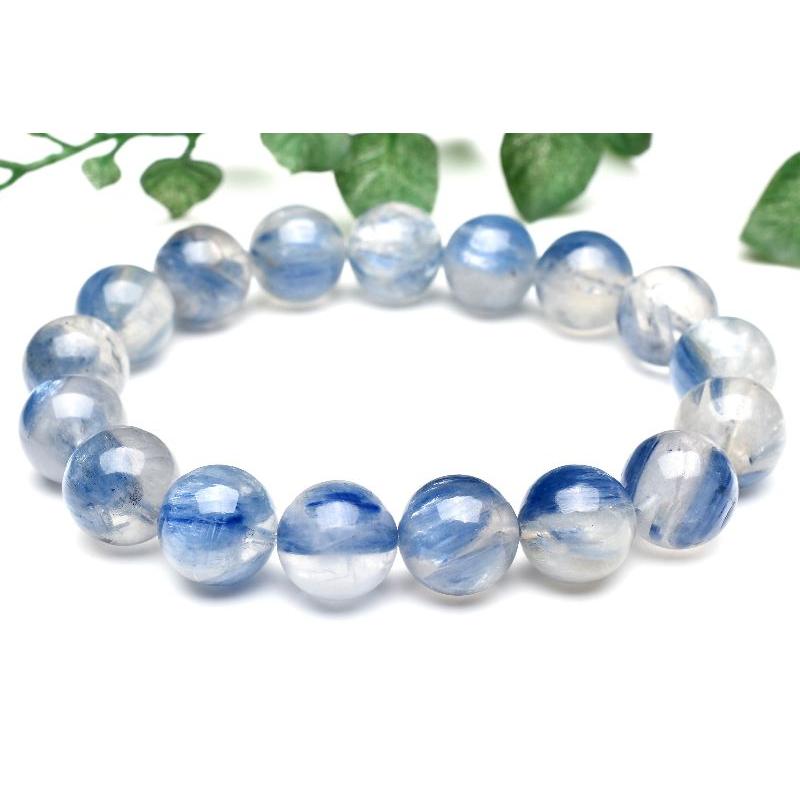 1点物】天然色◇爽やか カイヤナイトシリカ 12mm ブレスレット _U5769