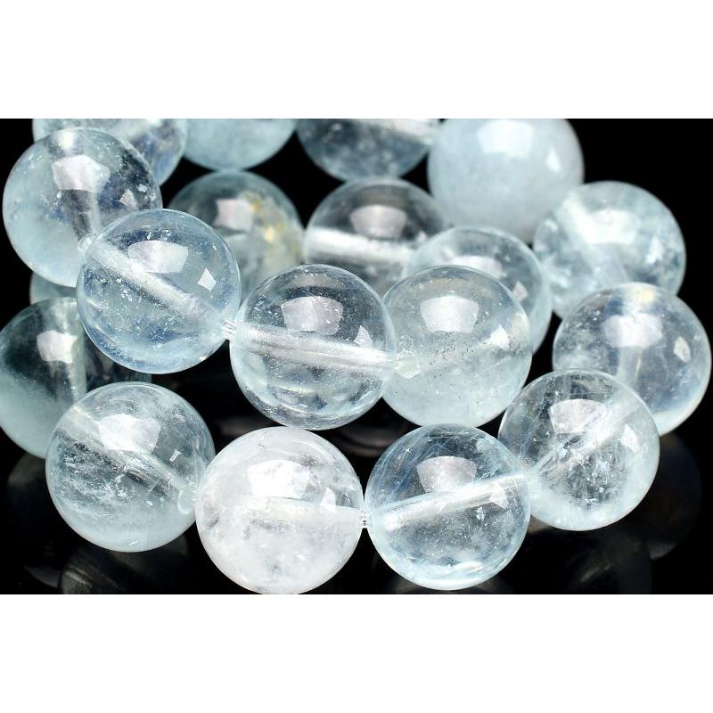 1点物】透明感◇ライトブルー アクアマリン 10mm ブレスレット _U5778