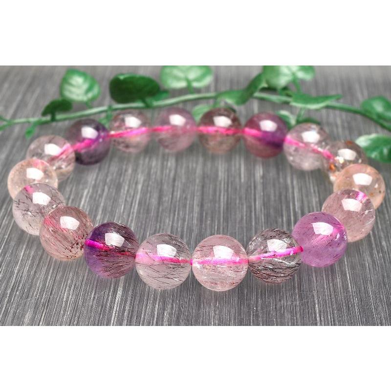 1点物】人気◇マルチカラー スーパーセブン 11mm ブレスレット _U6608