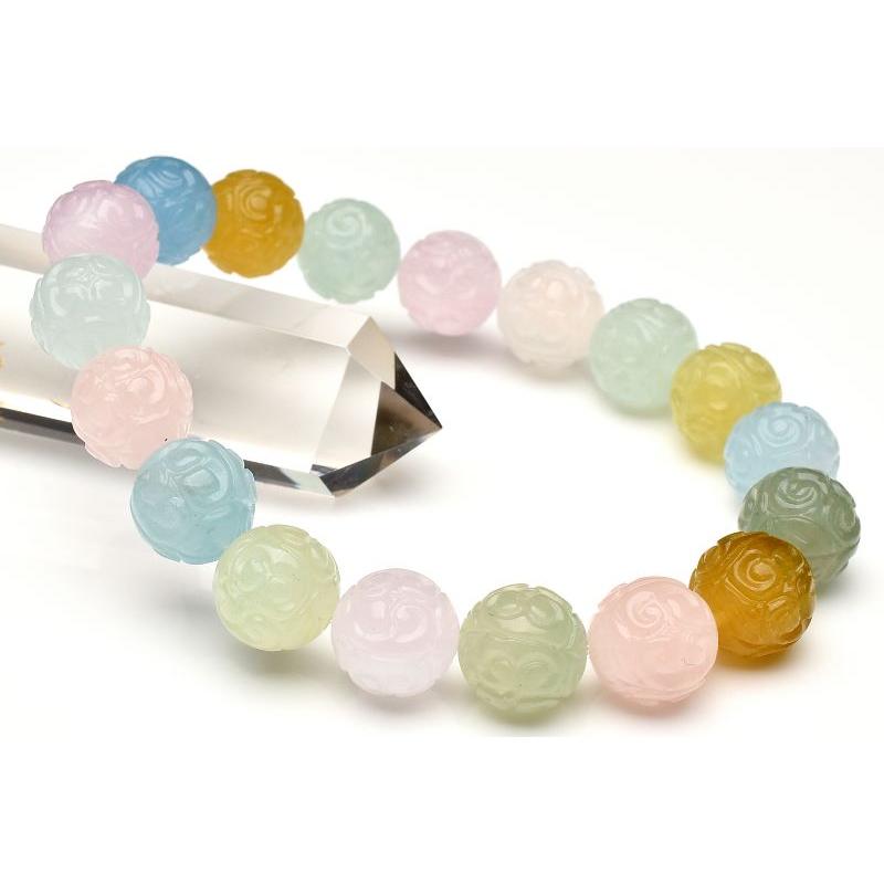 1点物】繊細彫刻◇マルチカラー MIXベリル(アクアマリン) 11.5mm マニ