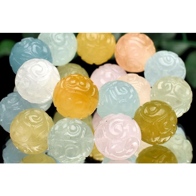 1点物】繊細彫刻◇マルチカラー MIXベリル(アクアマリン) 11.5mm マニ