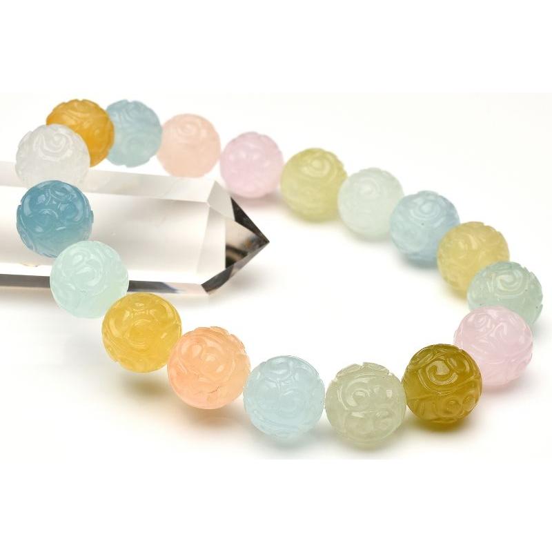 1点物】繊細彫刻◇マルチカラー MIXベリル(アクアマリン) 11.5mm マニ
