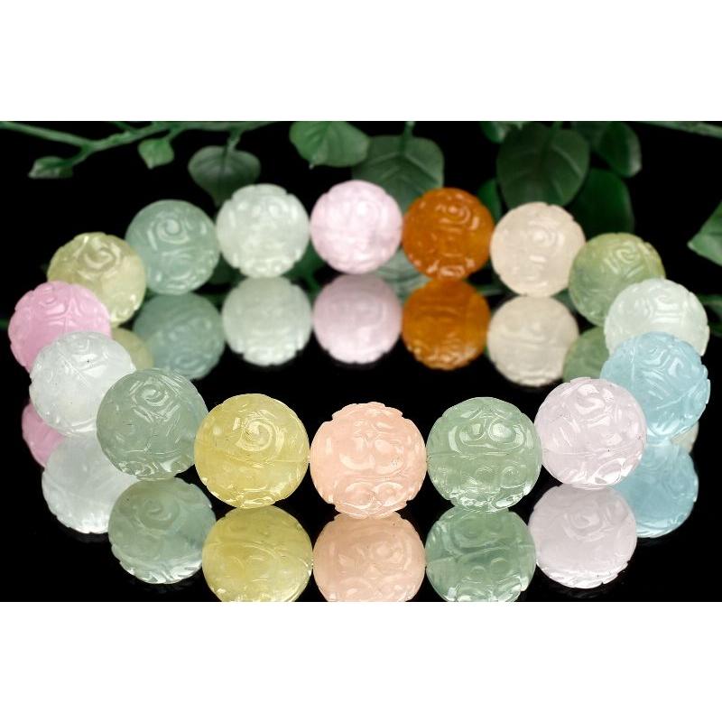 1点物】繊細彫刻◇マルチカラー MIXベリル(アクアマリン) 13.5mm マニ