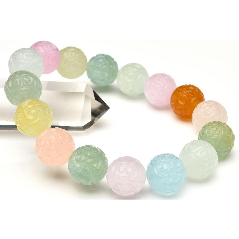 1点物】繊細彫刻◇マルチカラー MIXベリル(アクアマリン) 13.5mm マニ