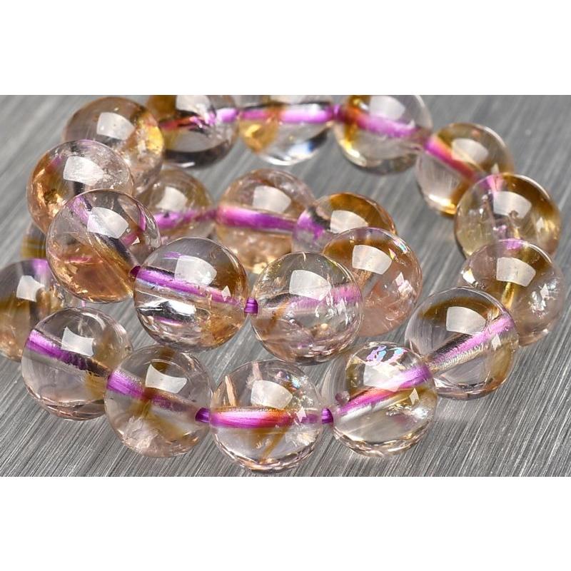 1点物】希少◇バイカラー アメトリン 8.5mm ブレスレット _U7228