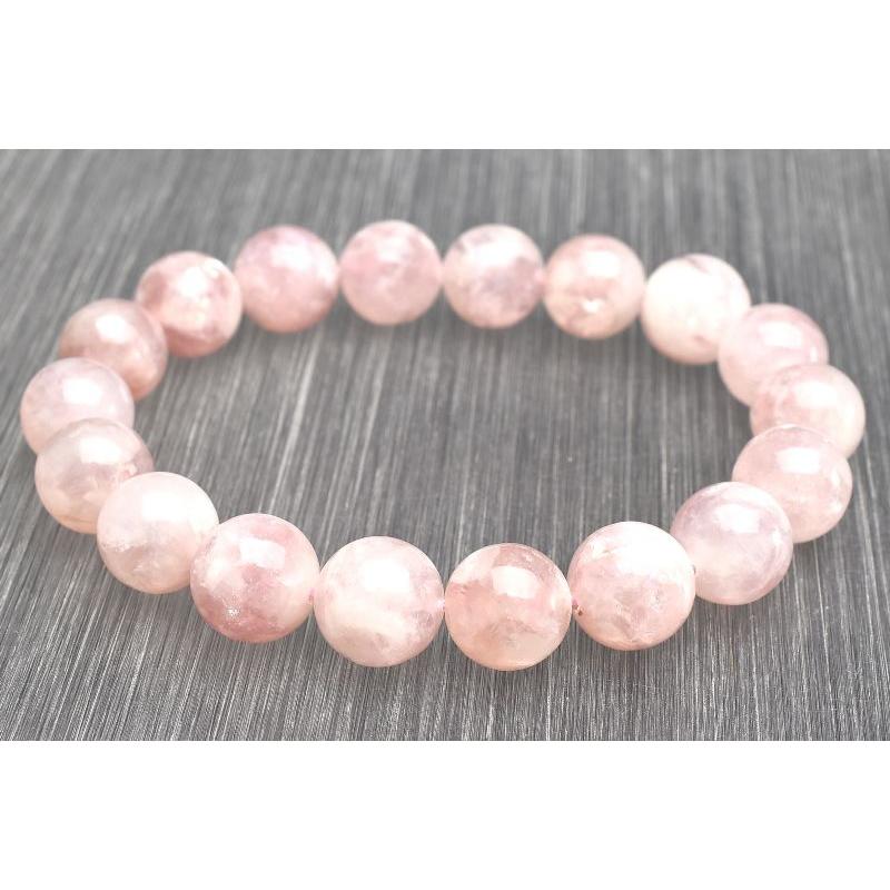 1点物】レア◇結晶入り ピンクマイカ 11.5mm ブレスレット _U7407