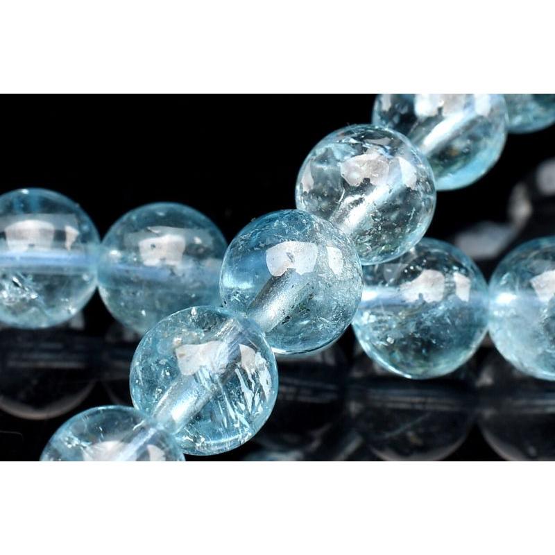 1点物】水のような透明感 ブルートパーズ 7mm ブレスレット _U7787