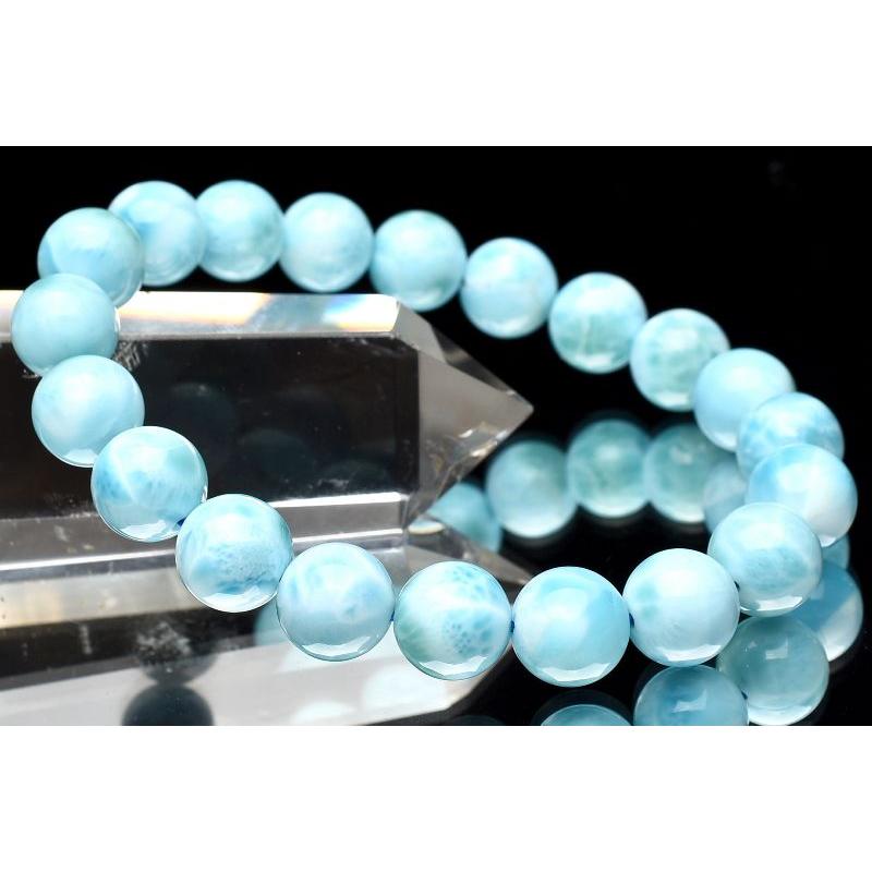 1点物】AA☆カリブの宝石 ラリマー 9.5mm ブレスレット _U7821