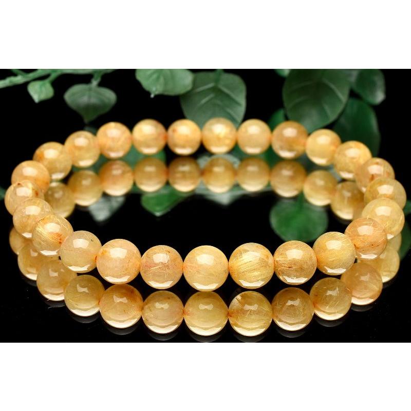 1点物】濃密内包 ゴールドルチルクォーツ 7.5mm ブレスレット _U8156