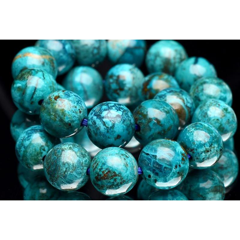 1点物】高発色◇ペルー産 クリソコラ 8.5mm ブレスレット _U8286