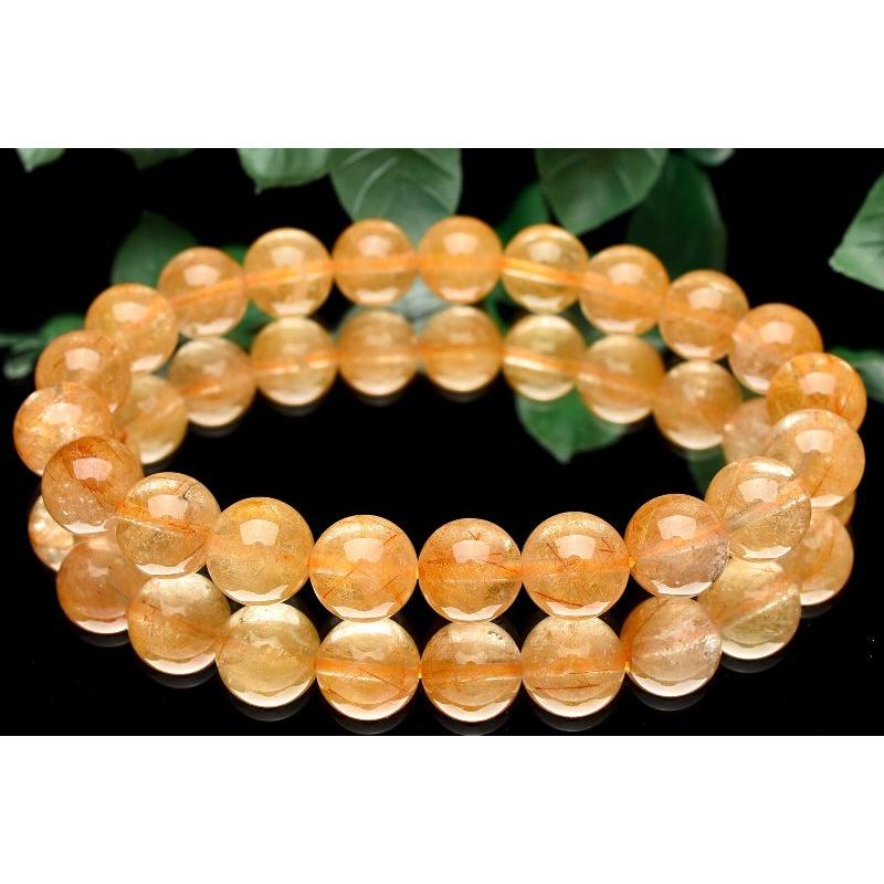 1点物】濃密内包 オレンジルチルクォーツ 9mm ブレスレット _U8333