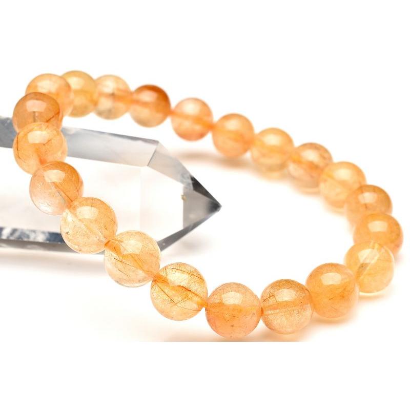 1点物】濃密内包 オレンジルチルクォーツ 9mm ブレスレット _U8333