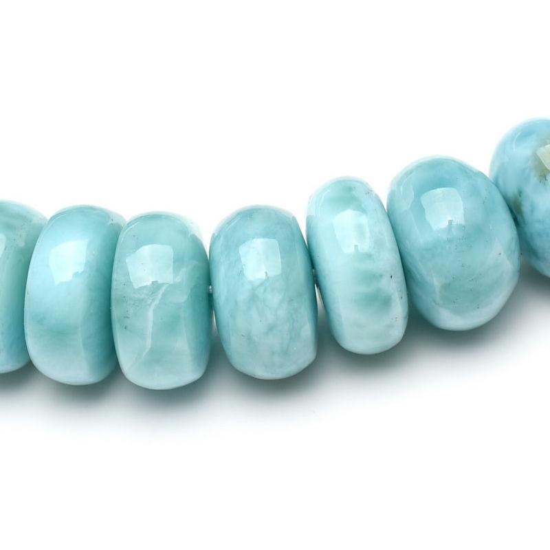 1点物】カリブ海の宝石 ラリマー 4-6x8.5mm ボタン ブレスレット