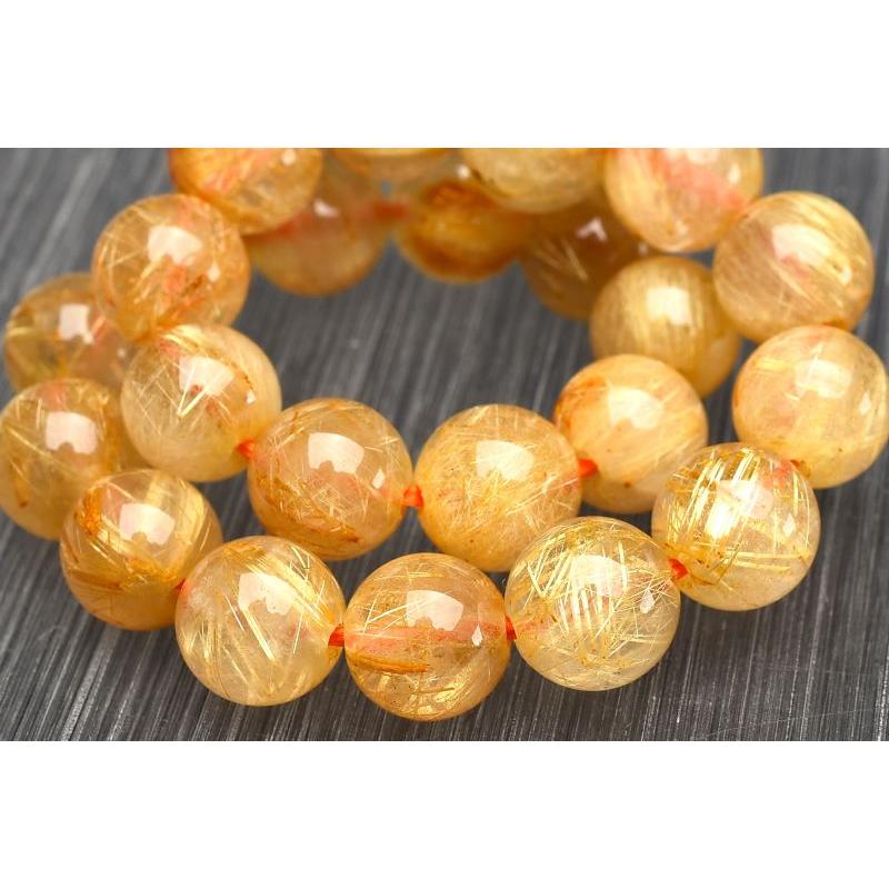 1点物】黄金の輝き ゴールドタイチンルチルクォーツ 8mm ブレスレット