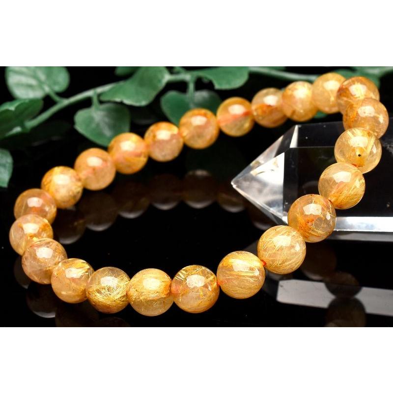 1点物】黄金の輝き ゴールドタイチンルチルクォーツ 8mm ブレスレット