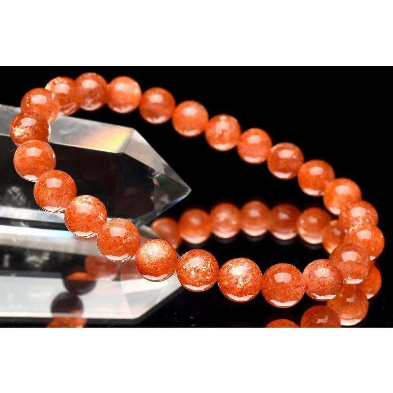 1点物】上質◇眩い雲母の宝庫 マイカサンストーン 7.5mm ブレスレット