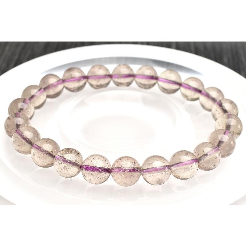 1点物】希少◇スモーキー パープルリビアングラス 8.5mm ブレスレット