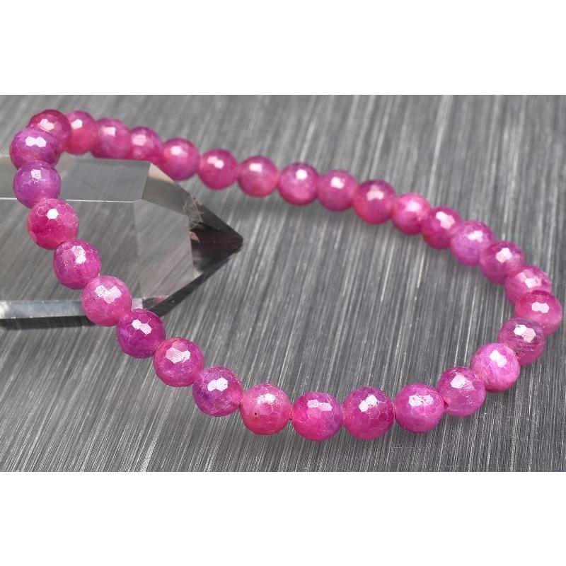 1点物】南アフリカ産◇高品質 ルビー 6mm ボールカット ブレスレット