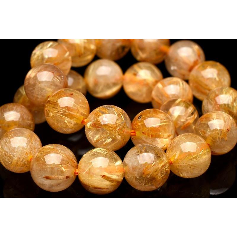 1点物】濃密内包 ゴールドルチルクォーツ 7.5mm ブレスレット _U8604