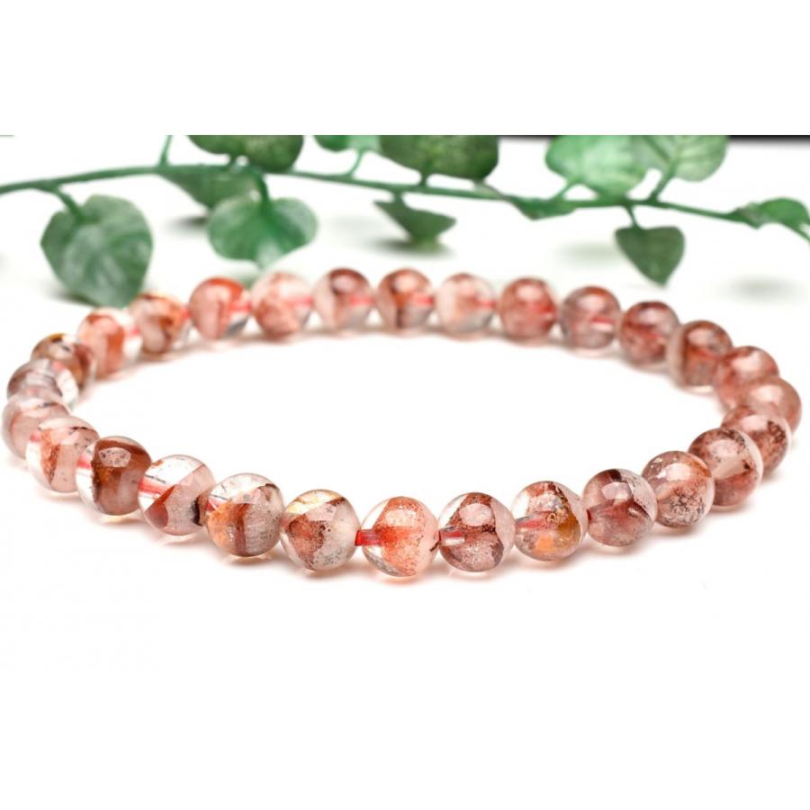 1点物】縁起のいい赤富士 レッドファントムクォーツ 7mm ブレスレット