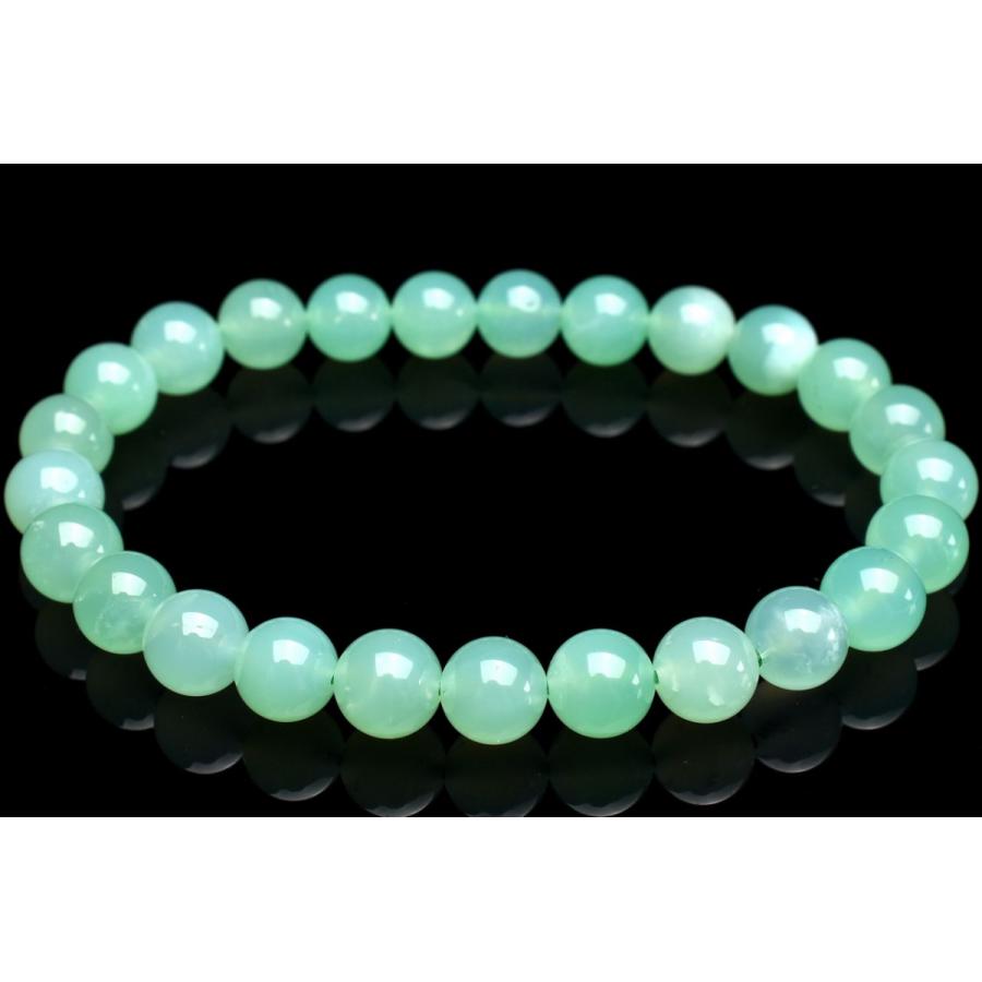 1点物】癒やしのグリーン クリソプレーズ 7.5mm ブレスレット _U8973
