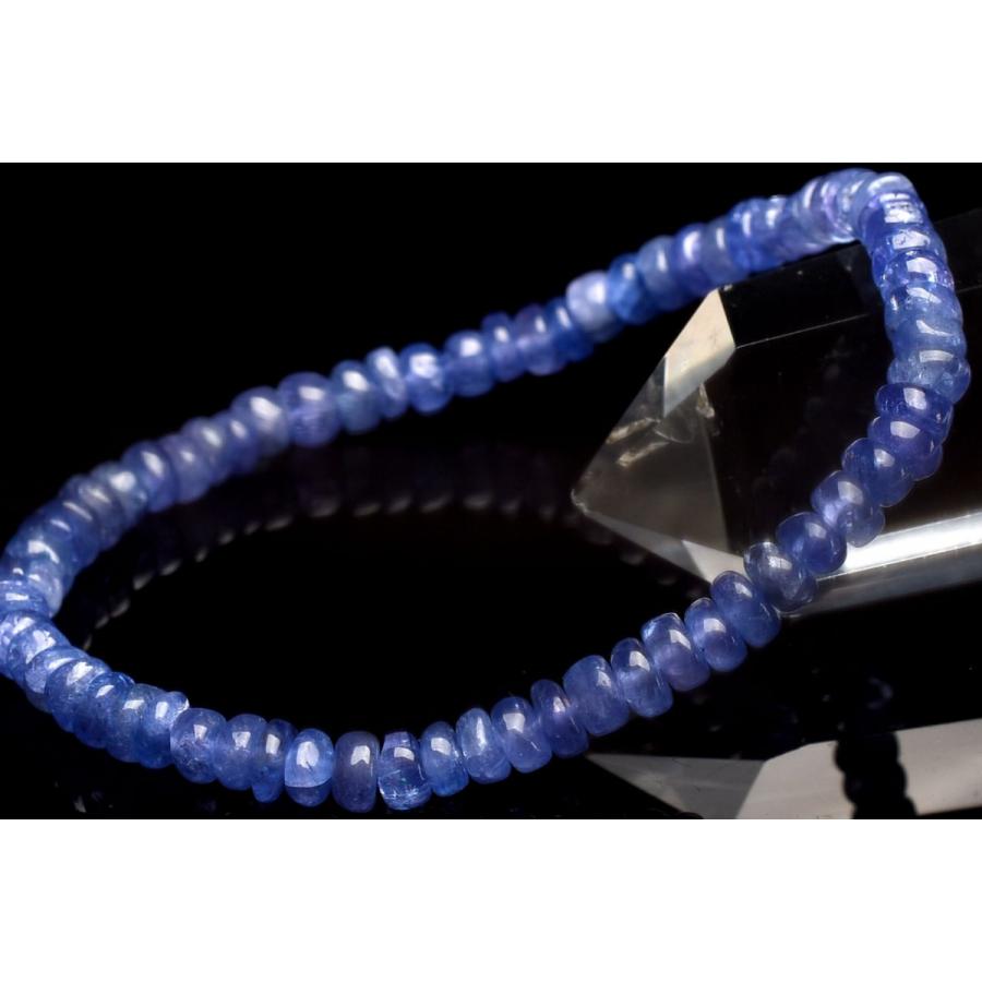 1点物】AAA☆群青色の結晶 タンザナイト 2-3x5mm ボタン ブレスレット
