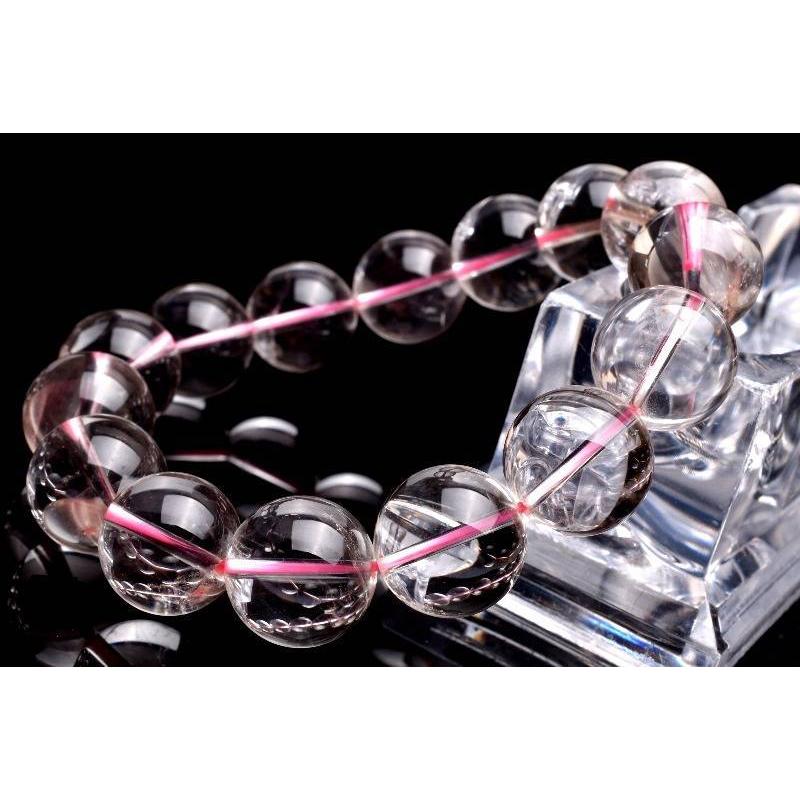 【１点物】希少カラー レッドエンジェルラダークォーツ　14.5mm　ブレスレット_Y8646 5mm