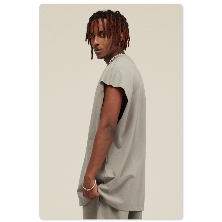 ビッグシルエット タンクトップ ノースリーブ シャツ ストリートファッション ヘビーウェイト カットオフ Tシャツ メンズ レディース |  | 18