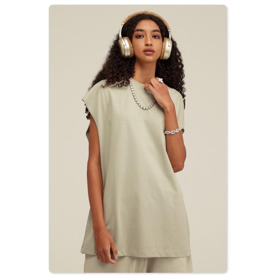 ビッグシルエット タンクトップ ノースリーブ シャツ ストリートファッション ヘビーウェイト カットオフ Tシャツ メンズ レディース |  | 23