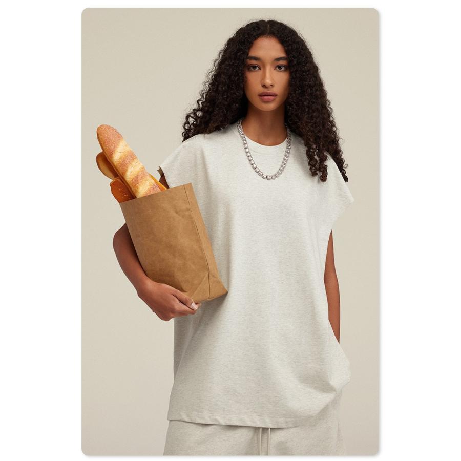 ビッグシルエット タンクトップ ノースリーブ シャツ ストリートファッション ヘビーウェイト カットオフ Tシャツ メンズ レディース |  | 25