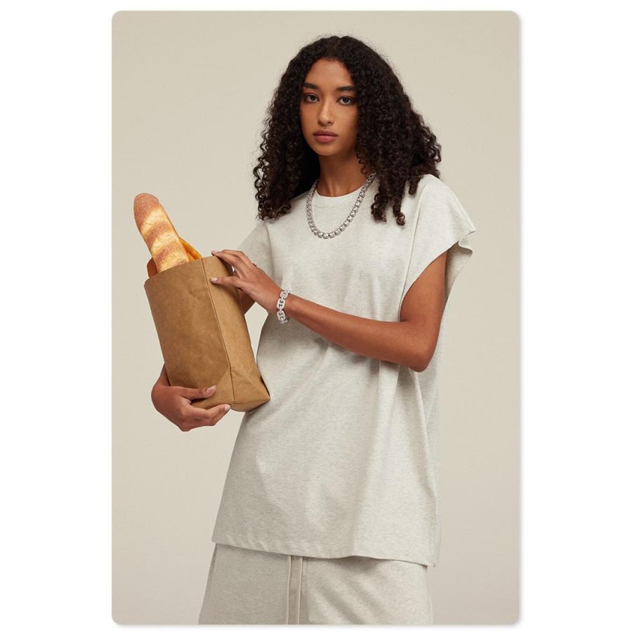 ビッグシルエット タンクトップ ノースリーブ シャツ ストリートファッション ヘビーウェイト カットオフ Tシャツ メンズ レディース |  | 26