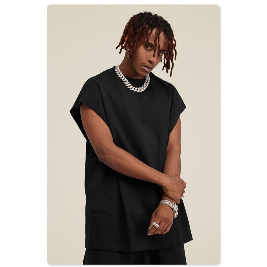 ビッグシルエット タンクトップ ノースリーブ シャツ ストリートファッション ヘビーウェイト カットオフ Tシャツ メンズ レディース |  | 09
