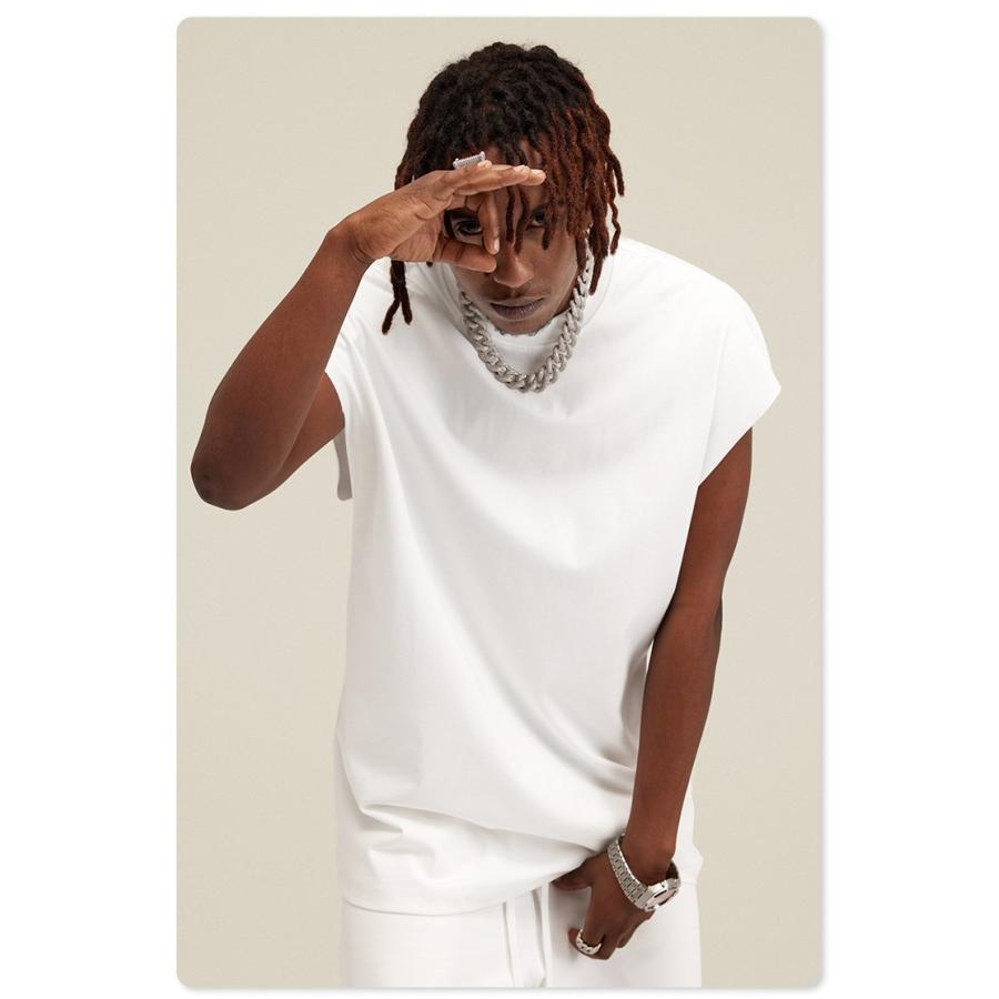 ビッグシルエット タンクトップ ノースリーブ シャツ ストリートファッション ヘビーウェイト カットオフ Tシャツ メンズ レディース |  | 14