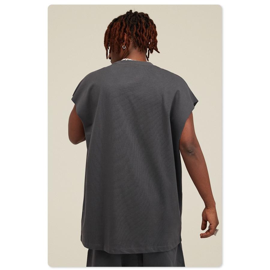 ビッグシルエット タンクトップ ノースリーブ シャツ ストリートファッション ヘビーウェイト カットオフ Tシャツ メンズ レディース |  | 16