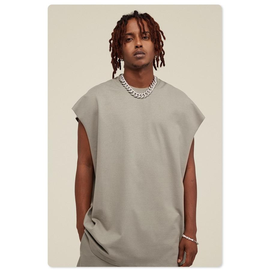 ビッグシルエット タンクトップ ノースリーブ シャツ ストリートファッション ヘビーウェイト カットオフ Tシャツ メンズ レディース |  | 17
