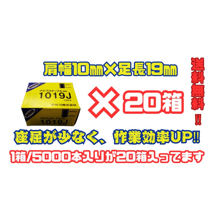 アミマ】 ステープル 1019J(超硬)ケース （5,000本入り小箱×20/ケース 